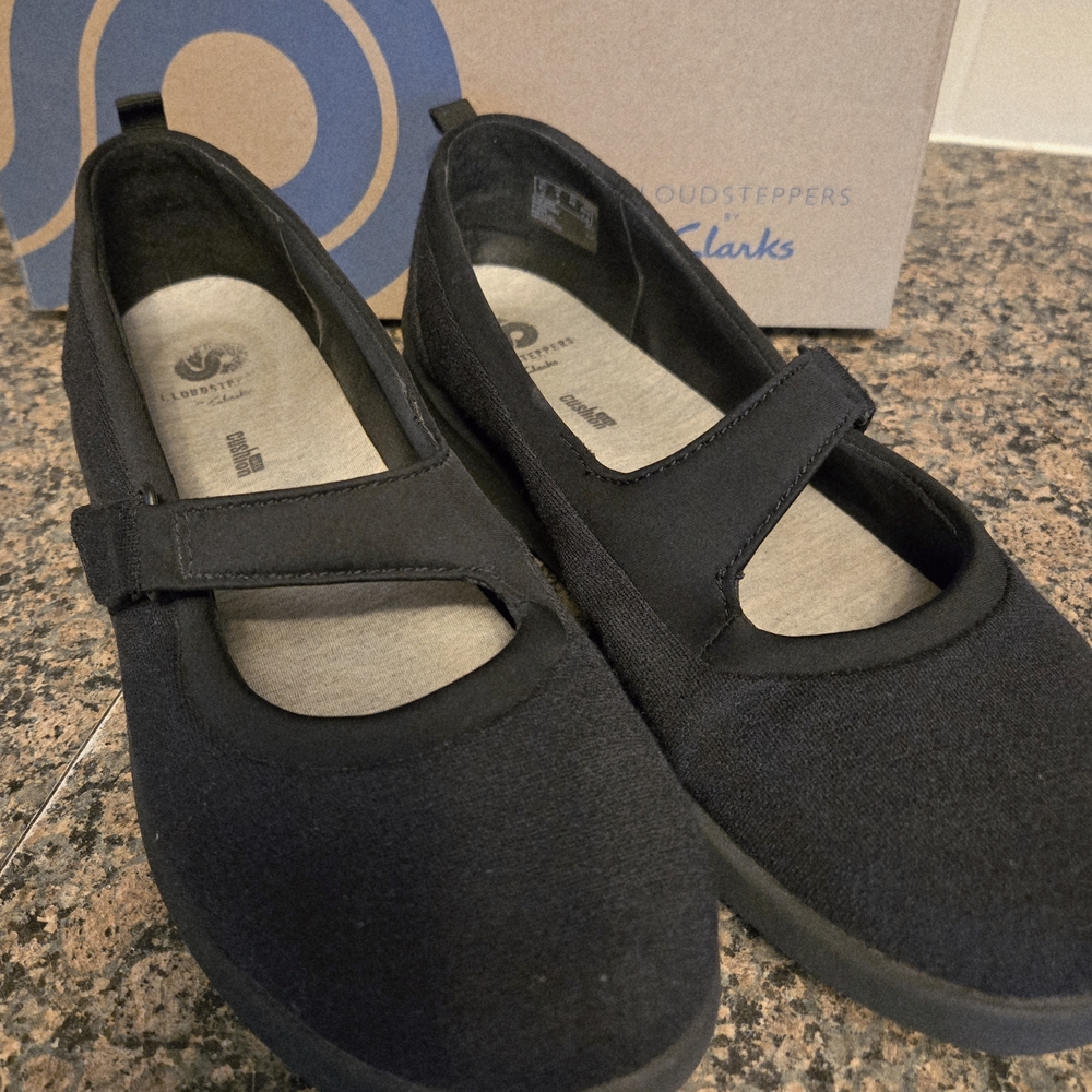 Cloudsteppers by Clarks Black Dress Shoes with Velcro Strap